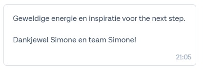 WhatsApp reactie van een deelnemer