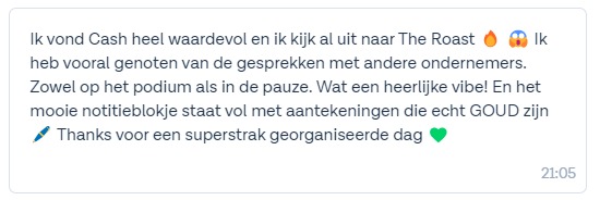 WhatsApp reactie van een deelnemer
