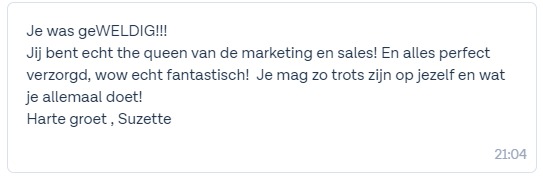 WhatsApp reactie van een deelnemer