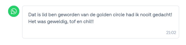 WhatsApp reactie van een deelnemer